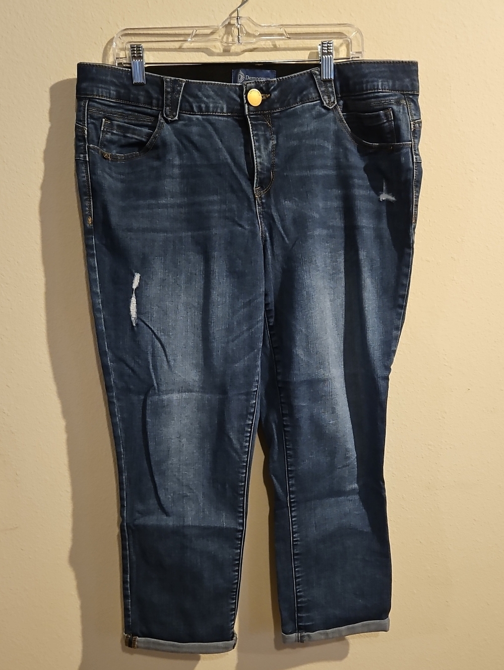Democracy Dark Blue Distressed Ankle Jeans